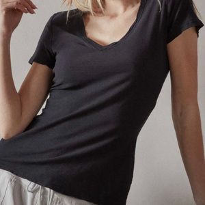 James Perse Sheer Slub Casual V Neck